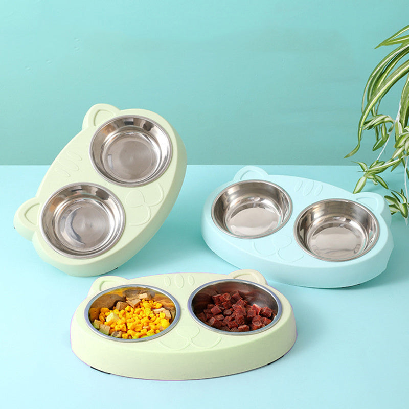 Pet Double Bowls, Stainless Steel Pet Food Bowl