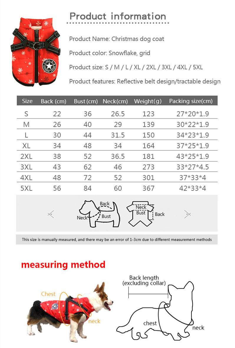 Christmas Dog Waterproof Reflective Belt Chest