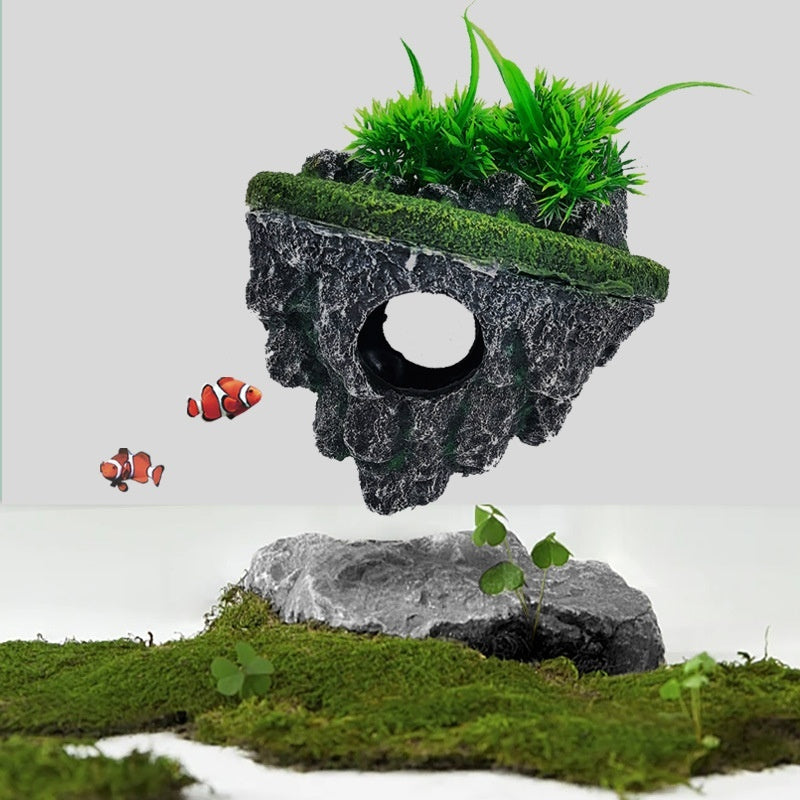 Fish Tank Landscaping Suspended Stone