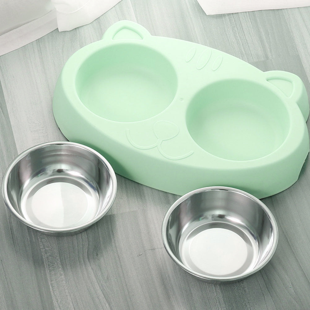 Pet Double Bowls, Stainless Steel Pet Food Bowl